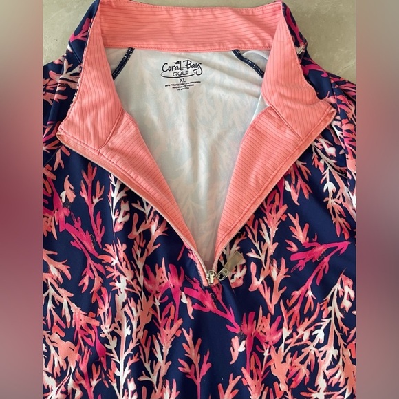 Coral Bay Golf Shirt Size XL Multi Colored 
Short Sleeve 1/4 Zip Up to Neck - Picture 3 of 7